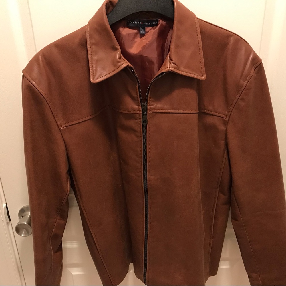 Tommy Hilfiger Brown Distressed Leather Jacket